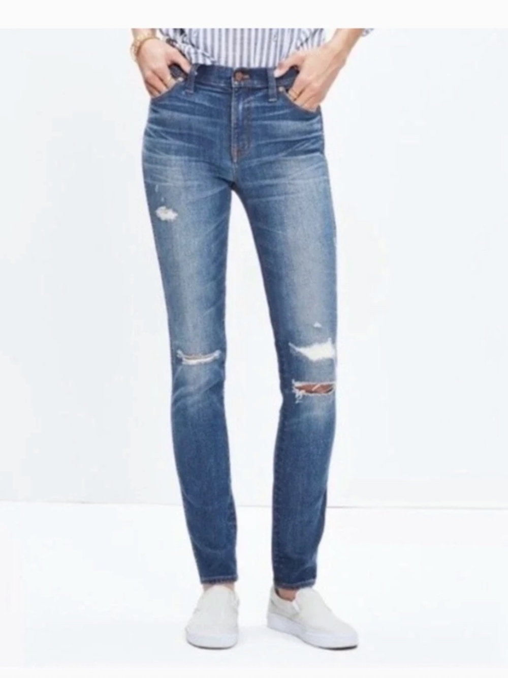 Madewell 9" High Riser Skinny Skinny Distressed Ripped Denim Jeans Country- S 26